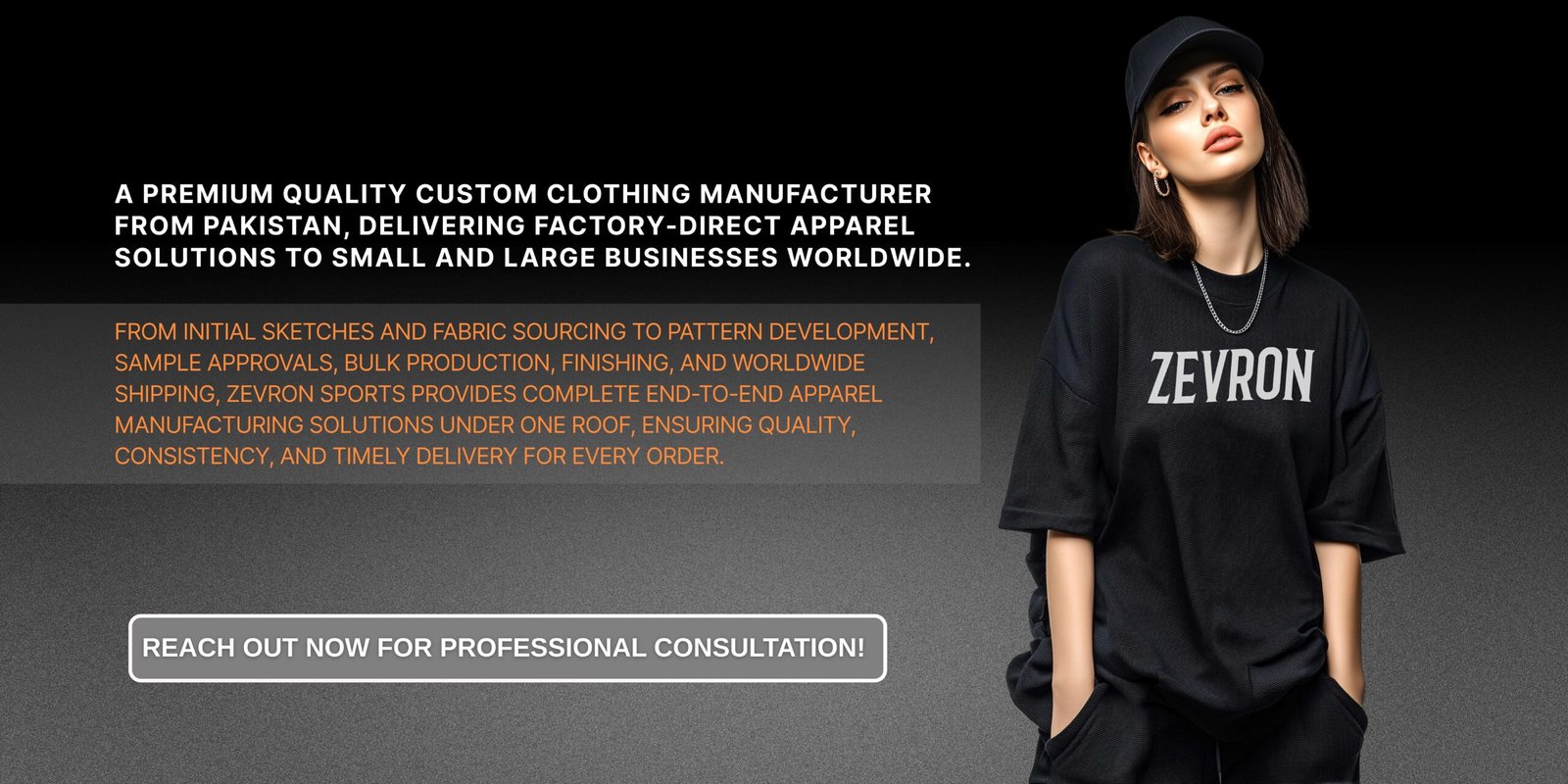 Zevron custom T-shirt manufacturer in Sialkot with worldwide export services