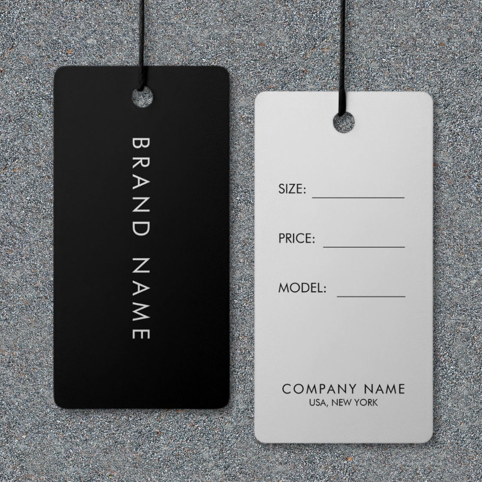 Custom private label hangtags by Zevron Sports Sialkot for UK clothing and sportswear brands.