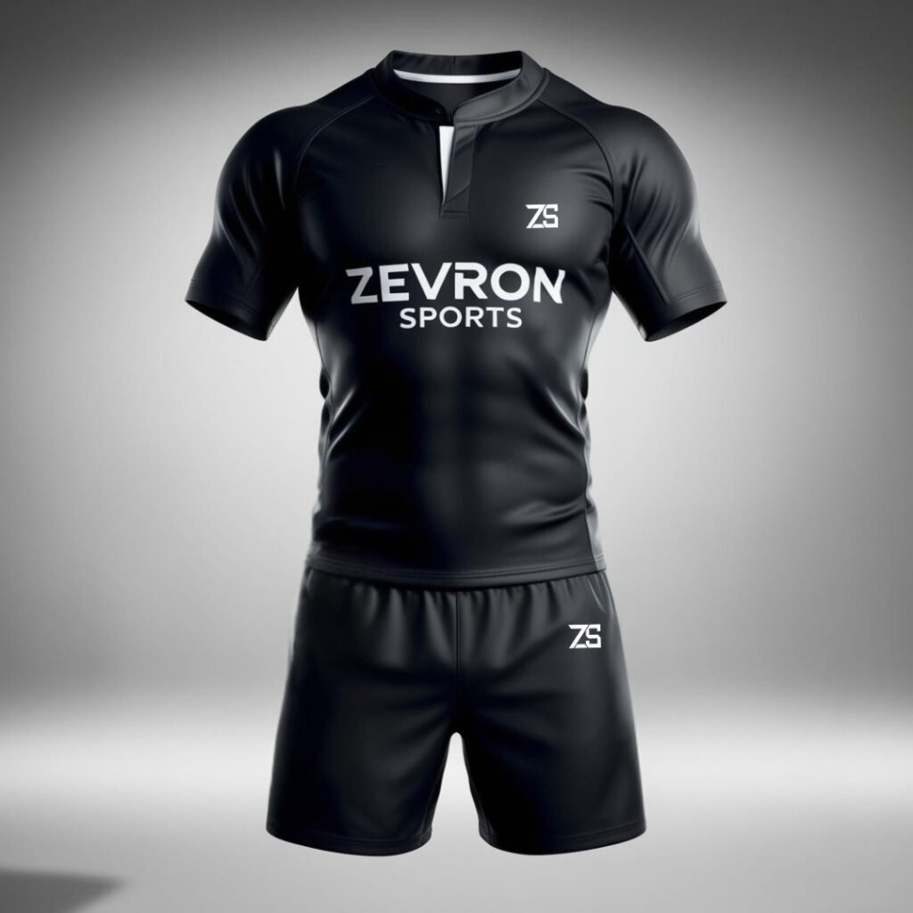 Custom rugby uniforms by Zevron Sports for professional teams and clubs in the UK