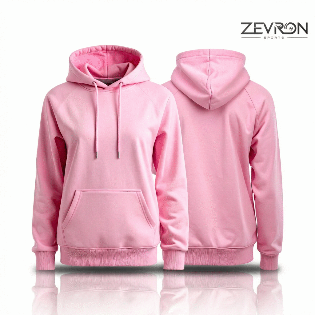 pullover pink hoodie with front pocket