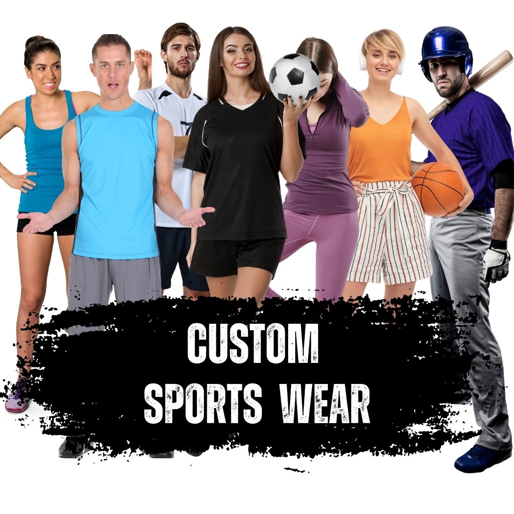 Group showcasing custom sports wear