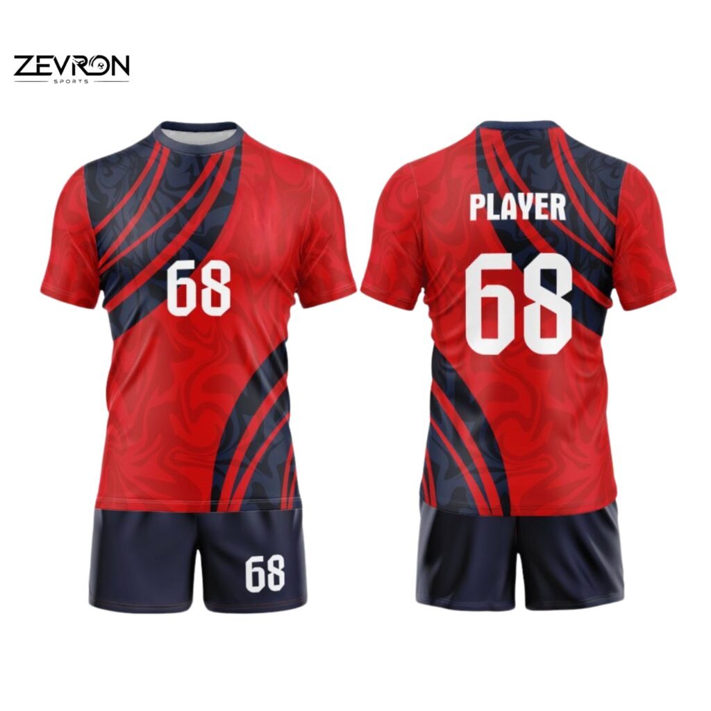 Dunkelblaues Zevron Trikot mit detailliertem weißem Drachen-Motiv und individueller Namensbeschriftung.