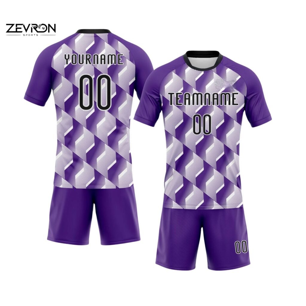 Türkisfarbenes Zevron Trikot mit dunkelblauen Ärmeln und auffälligem hellgrünem Punktemuster.